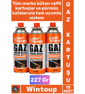 #GazKartuş Premium Pürmüz Uyumlu Güvenli Butan Propan Kamp Ocak Gazı Valfli Kartuş 227 Gram 10 Adet