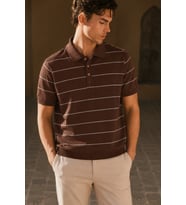 Erkek Old Money Çizgili Polo Yaka Triko Tişört Slim Fit