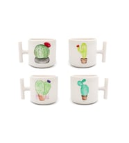Duble Türk Kahve Fincanı & Espresso Kaktüs Set 4'lü T Kulp 200 Ml 4 Parça