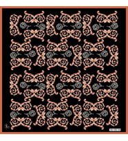 Barok Desen Black Seri Twill Eşarp Eşarp Askısı ile Birlikte 90x90 cm Taba-90x90