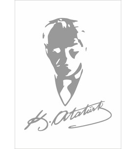 Sticker Usta Mustafa Kemal - Atatürk Imza Sticker Araba 00565 Gri 12x9 Cm