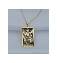 925 Ayar Gümüş Tarot (the Devil) Kanatlı Şeytan Kolye (Altın)