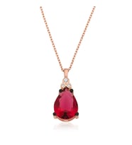 Gümüş Kırmızı Topaz Damla Kolye