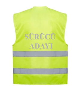 SÜRÜCÜ ADAYI Yazılı Sarı Renk Reflektörlü İkaz Yeleği x 3 Adet