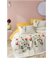 Cottonbox Puffy Nakışlı Nella-Hardal Çift Kişilik Nevresim Takımı 1726