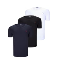ÜÇLÜ SET T8568 DEWBERRY V YAKA ERKEK T-SHIRT-KOYU SİYAH-KAR BEYAZ-KOYU LACİVERT (Karışık)