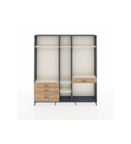 Arges Dolap 7 Raflı 4 Çekmeceli 3 Askılı 220x30x243 Antrasit-Aytaşı/Çam