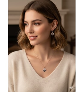 925 Ayar Papatya Silver akışlı kar tanesi 3'lü set.rose.gold.rodaj