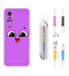 General Mobile GM 21 Pro GM 22 Pro Plus Kılıf Kablo Koruma Spiral Silikon Purple Sweety 1717
