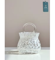 Luxury  Dalmatian  Decor Masaüstü Çanta Cam Vazo - 25 x 20 cm (Beyaz Dama)