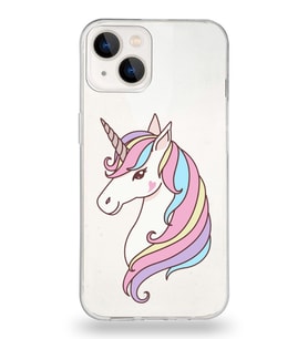 Apple iPhone 13 Uyumlu Kapak Unicorn Tasarımlı Şeffaf Silikon Kılıf