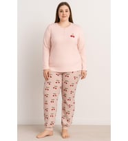 Kadın 0268 Büyük Beden Raporlu Pijama Takımı