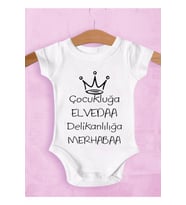 Unisex Bebek Beyaz Çocukluğa Elveda Delikanlılığa Merhaba Zıbın