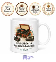 Retro Nostalji Pikap Atari Kaset Eski Şarkılar Temalı Baskılı Porselen Kupa Bardak Hediye