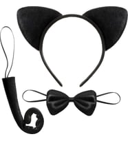 Kedi Kostüm Taç Kuyruk Papyon Seti 1 Adet