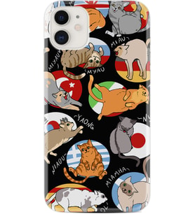 Apple iPhone 11 12 13 Mini Kılıf Desemli Silikon Miyavlamalar 1793