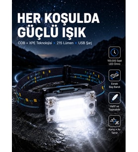 USB Şarjlı Mini LED KAFA Feneri 50m Odak 150m Geniş Aydınlatma Yeni Nesil