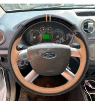 Ford Connect Dikme Direksiyon Kılıfı Parlak Siyah Taba Detaylı Taba Çift Yüzük ve Dikiş 2006-2013