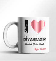 Kişiye Özel Diyarbakır Seninle Daha Güzel Tema Beyaz Kupa