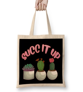 Cute & Funny Succ It Up Succulent Pun Bez Çanta Uzun Saplı