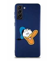 Samsung Galaxy S21 Plus Soft Premier Kapak Donald Duck-E Tasarımlı Silikon Kılıf - Lacivert (Şeffaf)