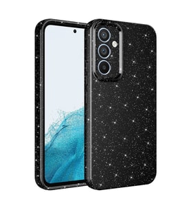Samsung Galaxy A55 Kılıf Simli Silikon Lüks Kapak (Siyah)