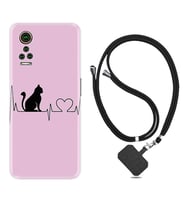 General Mobile GM 21 Pro GM 22 Pro Plus Kılıf Boyun Askılı Silikon Pink Cat Heart 1303
