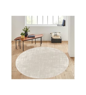 Eliana Home Baskılı, Yıkanabilir Kaymaz Taban Yuvarlak Halı LNA7291-HS182 120x120 cm (Bej)