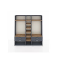 Hyperion Dolap 10 Raflı 4 Çekmeceli 2 Askılı 220x44x243 Antrasit-Çam/Antrasit