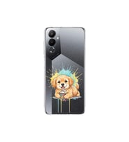 Tecno Pova 4 ile Uyumlu Splash Köpek Tasarımlı Şeffaf Silikon Kılıf