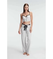 Amora Secret Fantezi Bralet Sütyen Pamuklu Puantiye Desenli Desteksiz Dantel Detaylı Pijama Takımı