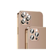 Apple iPhone 14 Pro Max CL-06 Renkli Taşlı Kamera Lens Koruyucu (Gold)