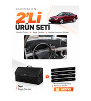MERCEDES W208-C208 CLK (1997-2002) Uyumlu Torpido Örtüsü + Deri Bagaj Çantası + Sticker Seti - Siyah