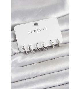Gümüş Renk Pirinç 3 Çift Kadın Küpe Seti