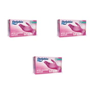 Dolphin Tek Kullanımlık Pembe Nitril Eldiven - Muayne Eldiveni Medium Orta Boy - 100'lü 3 Paket