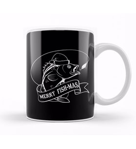 Christmas Merry Fishmas Kupa Bardak Porselen