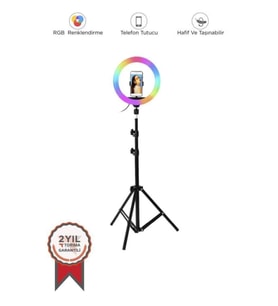 Siyah 2M Işıklı Tripod Selfie Çubuğu, Makyaj ve Youtuber Kullanımı