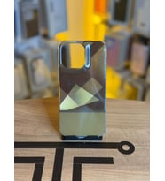 iPhone 14 Pro Max Uyumlu Kristal Görünümlü Geometrik Desenli Parlak Kılıf (Sarı)