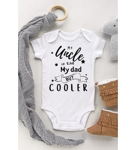 Unisex Bebek Beyaz Uncle Cooler Kısa Kollu Çıtçıtlı Body Zıbın