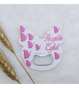 Hayaller Dükkanı 30 Adet Kelebek Açacak Magnet 6x6 Cm Uv Kız Bebek Magnetleri Bebek Şekeri