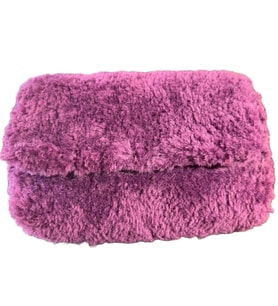 Kadın El Yapımı Mor Peluş Omuz Çantası (Mor-Karamel)