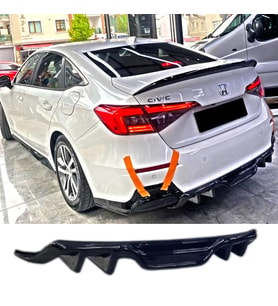 Honda Civic FE Difüzör Arka Difizör Parlak Siyah Plastik 2022+