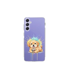 Samsung Galaxy A54 ile Uyumlu Splash Köpek Tasarımlı Şeffaf Silikon Kılıf