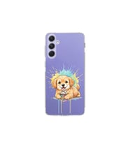 Samsung Galaxy A54 ile Uyumlu Splash Köpek Tasarımlı Şeffaf Silikon Kılıf