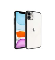 Apple iPhone 11 Uyumlu Kılıf Sert PC Renkli Çerçeveli Zore Riksos Kapak (Siyah)