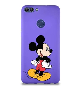 Huawei P Smart Soft Premier Kapak Mickey Mouse-D Tasarımlı Silikon Kılıf - Mor (Şeffaf)