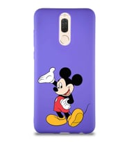 Huawei Mate 10 Lite Soft Premier Kapak Mickey Mouse-C Tasarımlı Silikon Kılıf - Mor (Şeffaf)