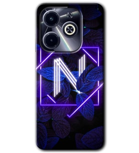 İnfinix Hot 40i Kılıf HD Desen Baskılı Kılıf - Dark Neon Yaprak N Harfi