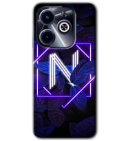 İnfinix Hot 40i Kılıf HD Desen Baskılı Kılıf - Dark Neon Yaprak N Harfi
