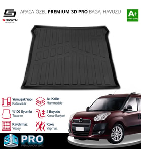 S-Dizayn Fiat Doblo Geniş Aile 3D Pro Bagaj Havuzu 2010-2022 A+ Kalite